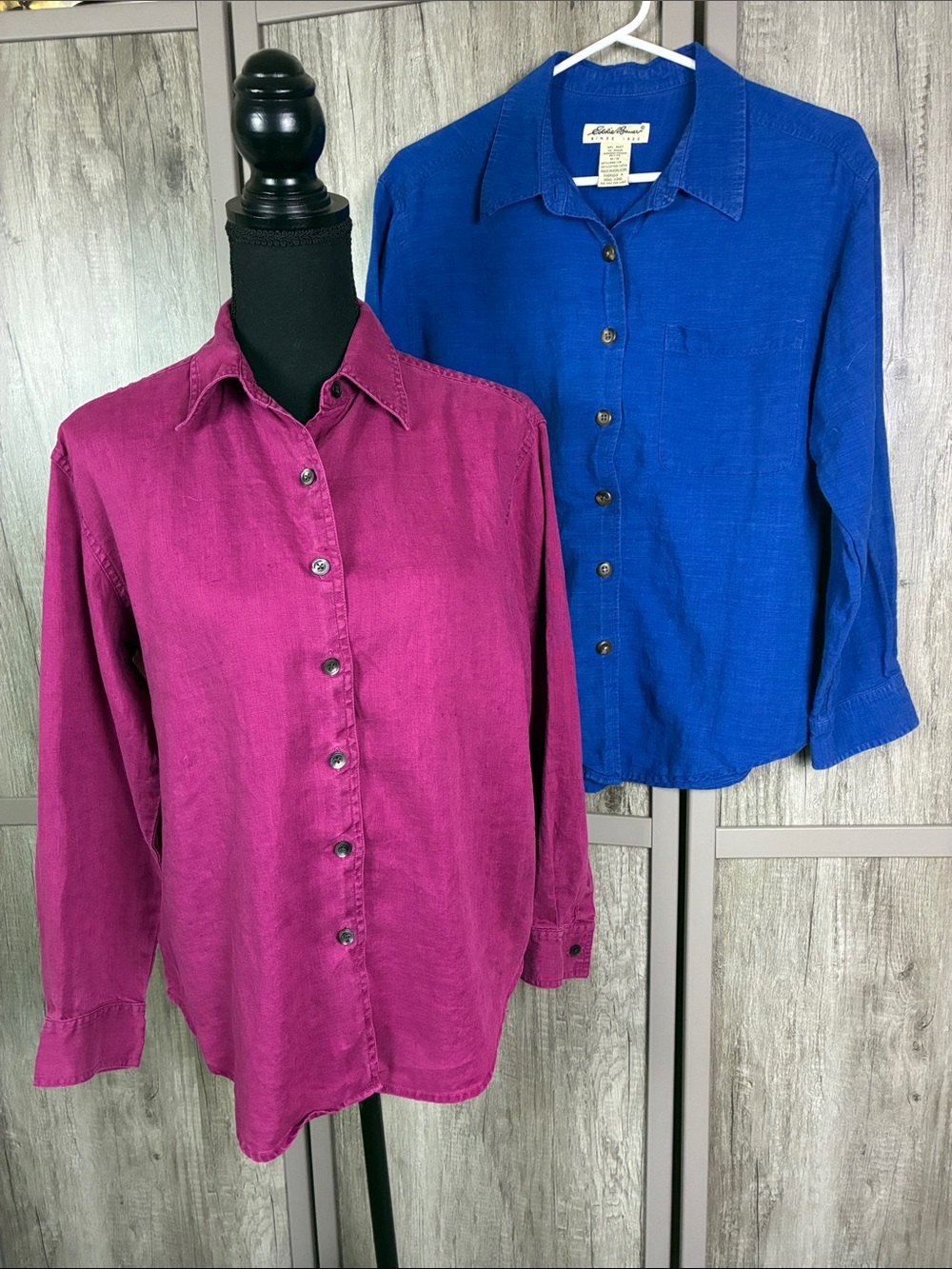 Bundle of A.K.A. Eddie Bauer Button-Down Linen Shirts Women's Petite M